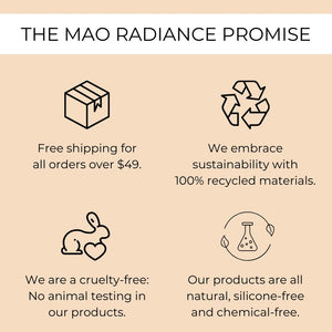 An image showing free shipping on skincare, cruelty free skincare brands, all natural skincare, silicone free skincare, and a skincare brand offering recycled materials