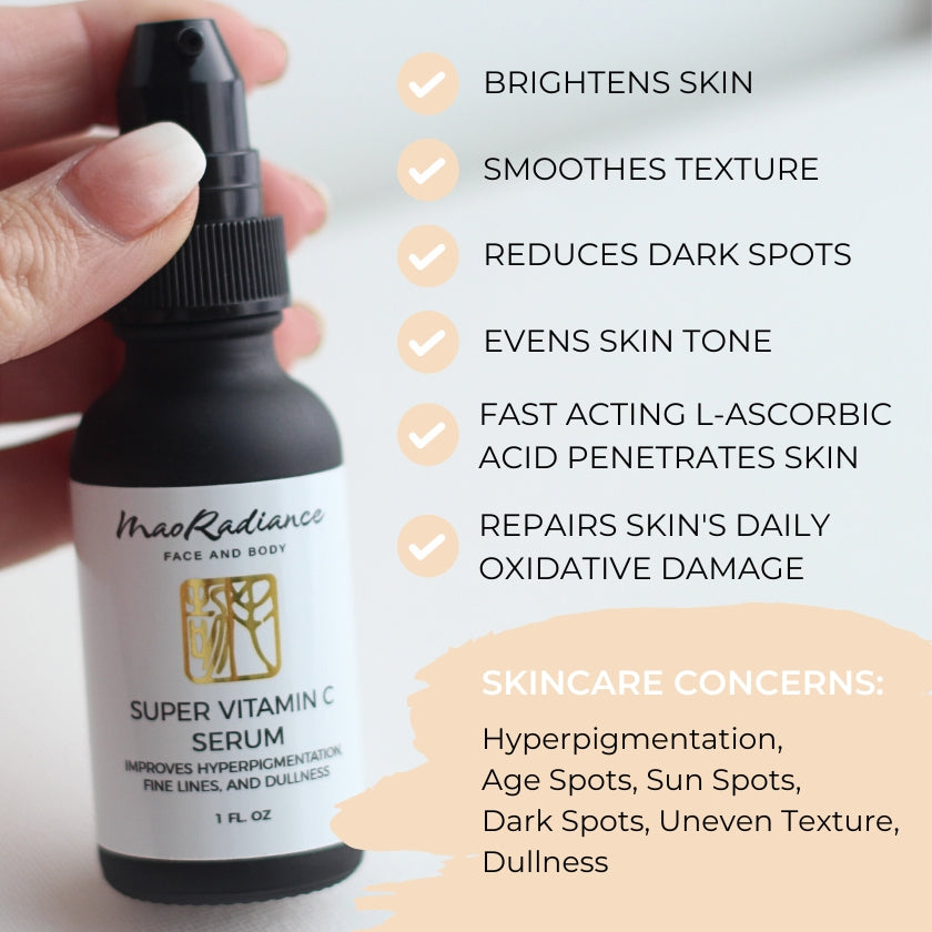 image showing benefits of bottle of vitamin c with ferulic acid serum as part of a clean beauty brands all natural skincare ingredients 